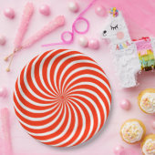 Rot-Weißer Pfefferminzbonbon-Feiertags-Papiertelle Pappteller (Party)