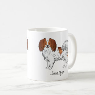 Rot-weißer Phalène-Hund mit individuellem Namen Kaffeetasse