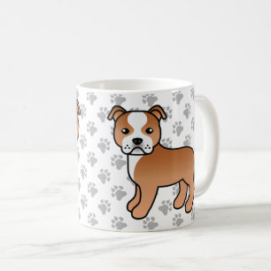 Rot-Weißer Staffordshire Bull Terrier Hund Kaffeetasse