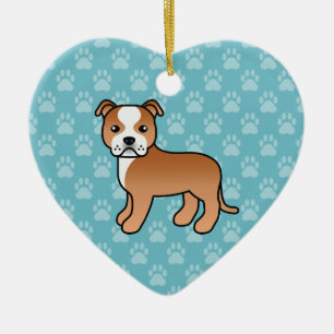 Rot-Weißer Staffordshire Bull Terrier Hund Keramikornament