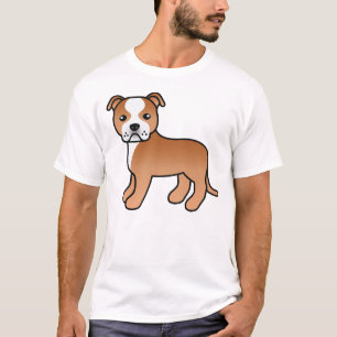 Rot-weißer Staffordshire Bull Terrier Hund T-Shirt