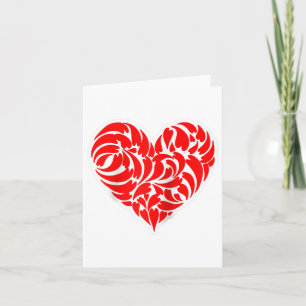 Rot-Weißer Stammesherz-Tätowierstil Design Spaß Karte