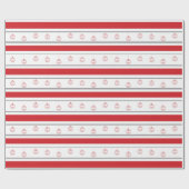 Rot, weißer Streifen mit Verzierungen Geschenkpapier (Flach)