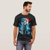 Rot, Weißer Wolf, Blau T-Shirt (Vorne ganz)