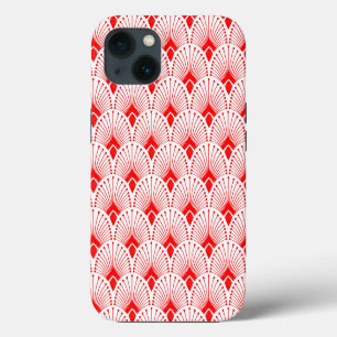 Rot-Weißes Art Deco-Muster iPhone 13 Hülle