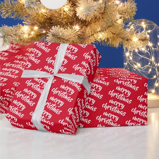 Rot-Weißes benutzerdefiniertes Template Frohe Weih Geschenkpapier (Feiertage)