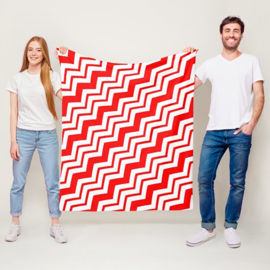 Rot-Weißes Chevron-Zickzack-Musterdesign Fleecedecke (Beispiel)