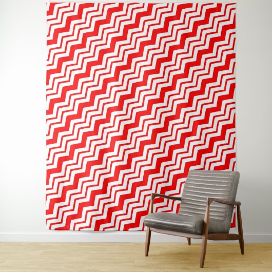 Rot-Weißes Chevron-Zickzack-Musterdesign Wandteppich (Beispiel)