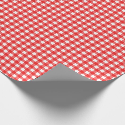 Rot| Weißes Gingham Wrapping Paper Geschenkpapier (Ecke)