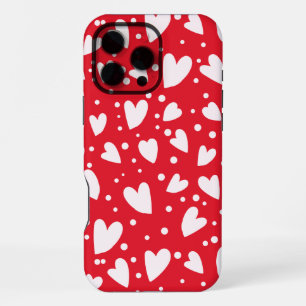 Rot-Weißes Herz Muster Süße Valentinsliebe iPhone 16 Pro Max Hülle