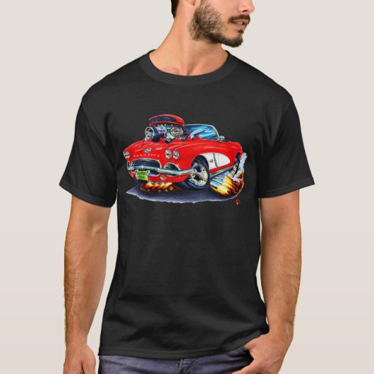 Rot-Weißes Kabriolett 1962 Korvette T-Shirt (Vorderseite)