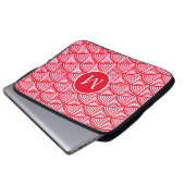 Rot-Weißes Muschel-Muster-Monogramm Laptopschutzhülle (Vorne Knopf)