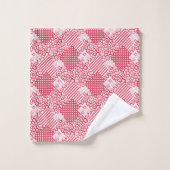 Rot-weißes Patchwork rustikal Badhandtuch Set (Waschlappen)