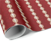 Rot-weißes Perlen-Design im Velours-Look Geschenkpapier (Rolleneckpunkt)