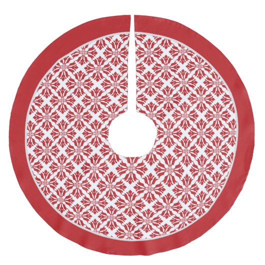 Rot-Weißes Pfefferminzbonbon-Muster Polyester Weihnachtsbaumdecke (Vorderseite)