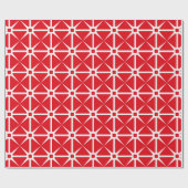 Rot-Weißes Quadrat- und Sternmuster Geschenkpapier (Flach)