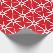 Rot-Weißes Quadrat- und Sternmuster Geschenkpapier (Ecke)