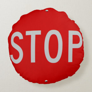 Rot-Weißes Stopp-Schild Rundes Kissen