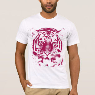 Rot-Weißes Tigergesicht T-Shirt