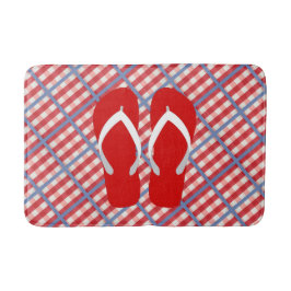Rot-, weißes und Blaueskariertes mit drehen Badematte