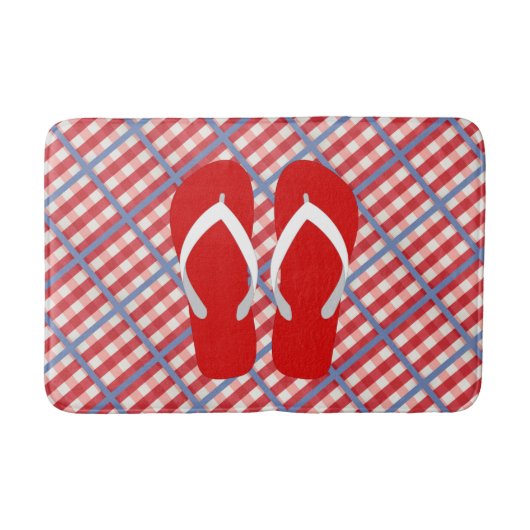 Rot-, weißes und Blaueskariertes mit drehen Badematte (Vorderseite)