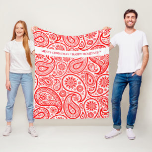 Rot-Weißes Vintage-Paisleymuster Fleecedecke