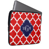 Rot, Weißmarokkanisch #5 Marine 3 Initial Monogram Laptopschutzhülle (Vorne Rechts)