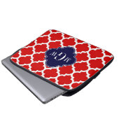 Rot, Weißmarokkanisch #5 Marine 3 Initial Monogram Laptopschutzhülle (Vorne Knopf)