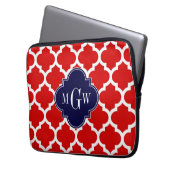 Rot, Weißmarokkanisch #5 Marine 3 Initial Monogram Laptopschutzhülle (Vorderseite Links)