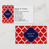 Rot, Weißmarokkanisch #5 Marine 3 Initial Monogram Visitenkarte (Vorne/Hinten)