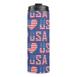 ROT WHITE BLUE PATRIOTIC USA STARS STRIPES THERMOSBECHER