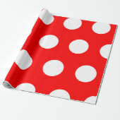 Rot | White Large Polka Dots Geschenkpapier (Ungerollt)