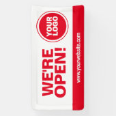 Rot, wir öffnen Vorlage Geschäftsbanner Zeichen Banner (Vertikal)