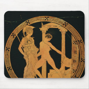 Rot-Zahl Schale, die Athene, Theseus darstellt Mousepad