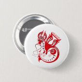 Rot Zeichnend chinesischer Drache Button (Vorne & Hinten)