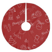 Rot Zeichnend Weihnachtsbaumrock Polyester Weihnachtsbaumdecke (Vorderseite)