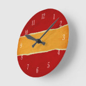 Rot zerrissenes WeihnachtsPackpapier Runde Wanduhr (Winkel)