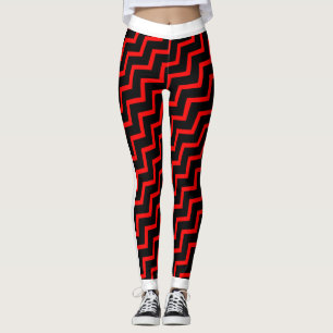 Rot Zickzack (weiße Trimm) auf Ihrem Col. Leggings