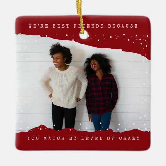 Rot | Zwei Fotos Schreibmaschine Best Friend Urlau Keramikornament (Vorderseite)