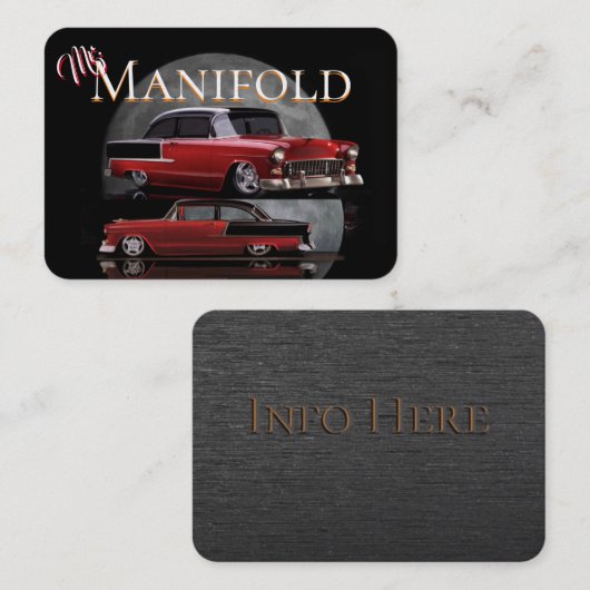 Rot zwei, schwärzen 55' Chevys auf schwarzem Visitenkarte (Vorne/Hinten)