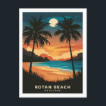Rotan Beach Honduras Retro Travel Postkarte<br><div class="desc">Rotan Beach Honduras Retro Travel</div>