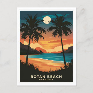 Rotan Beach Honduras Retro Travel Postkarte