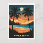 Rotan Beach Honduras Retro Travel Postkarte (Vorderseite)