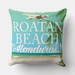 Rotan Beach Honduras Vintage-Reiseposter Kissen