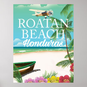 Rotan Beach Honduras Vintage-Reiseposter Poster