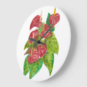 Rotanthurium-Blume Große Wanduhr (Winkel)