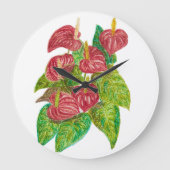 Rotanthurium-Blume Große Wanduhr (Vorderseite)