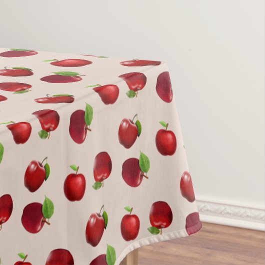 Rotäpfel auf hellbeige Tableteklote Tischdecke (Beispiel)