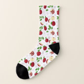 Rotäpfel, Blüten und Blattmuster Socken (Links - Außen)