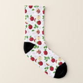 Rotäpfel, Blüten und Blattmuster Socken (Rechts - Außen)